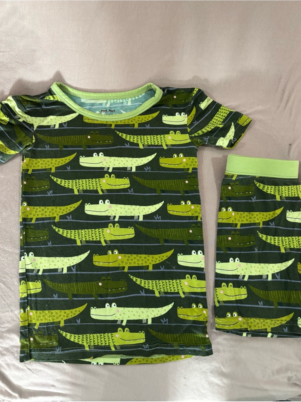 Little Sleepies Green Crocs Print Pajama Set
